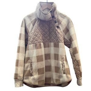 Abercrombie & Fitch Asymmetrical Snap-Up Fleece Pull Over Quilted Plaid Size M